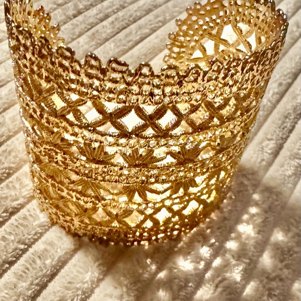 Gold stella and Dot Wide Cuff Bracelet - Elegant Women Jewelry